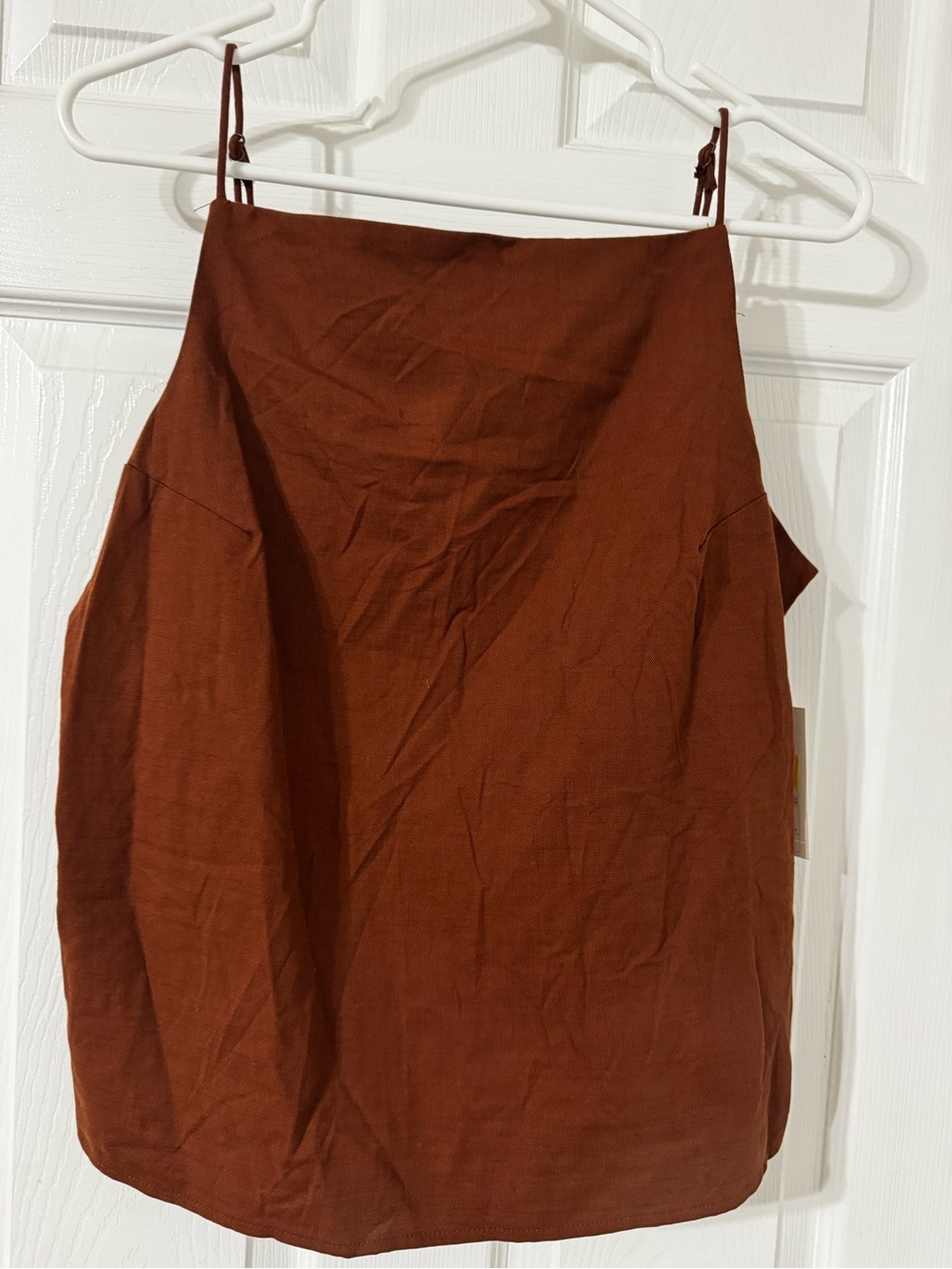 a new day Rust Brown Mini Linen-Blend A-Line Skirt